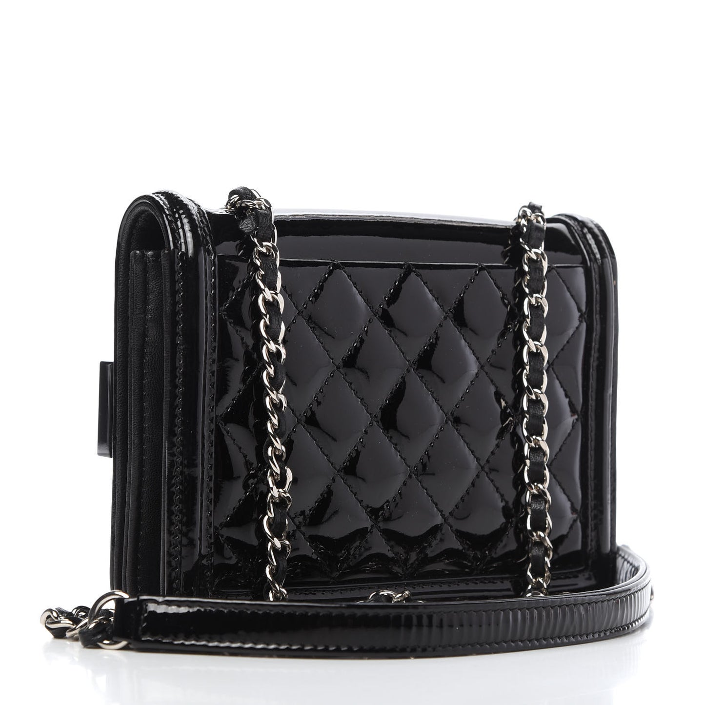 Plexiglass Patent Baguette Crystal Mini Boy Brick Flap Black