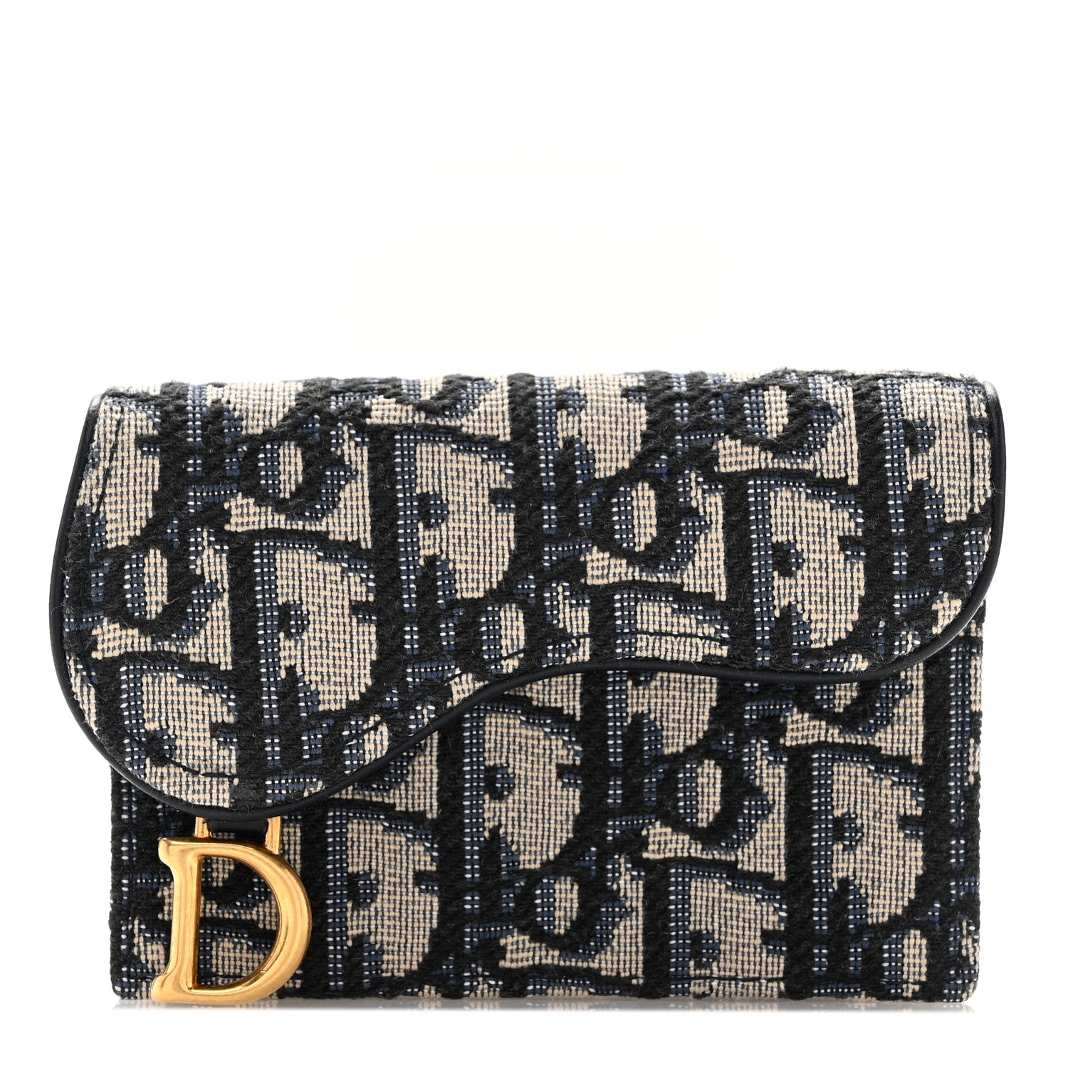 Christian Dior Oblique Saddle Bloom Card Holder Blue 1 of 8