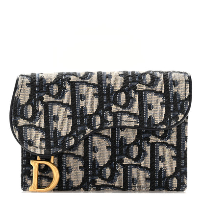Christian Dior Oblique Saddle Bloom Card Holder Blue 1 of 8