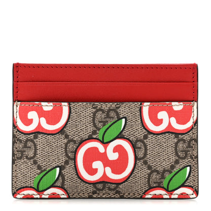 Gucci GG Supreme Monogram Apple Card Holder Beige Multicolor Lobster Red 1 of 7