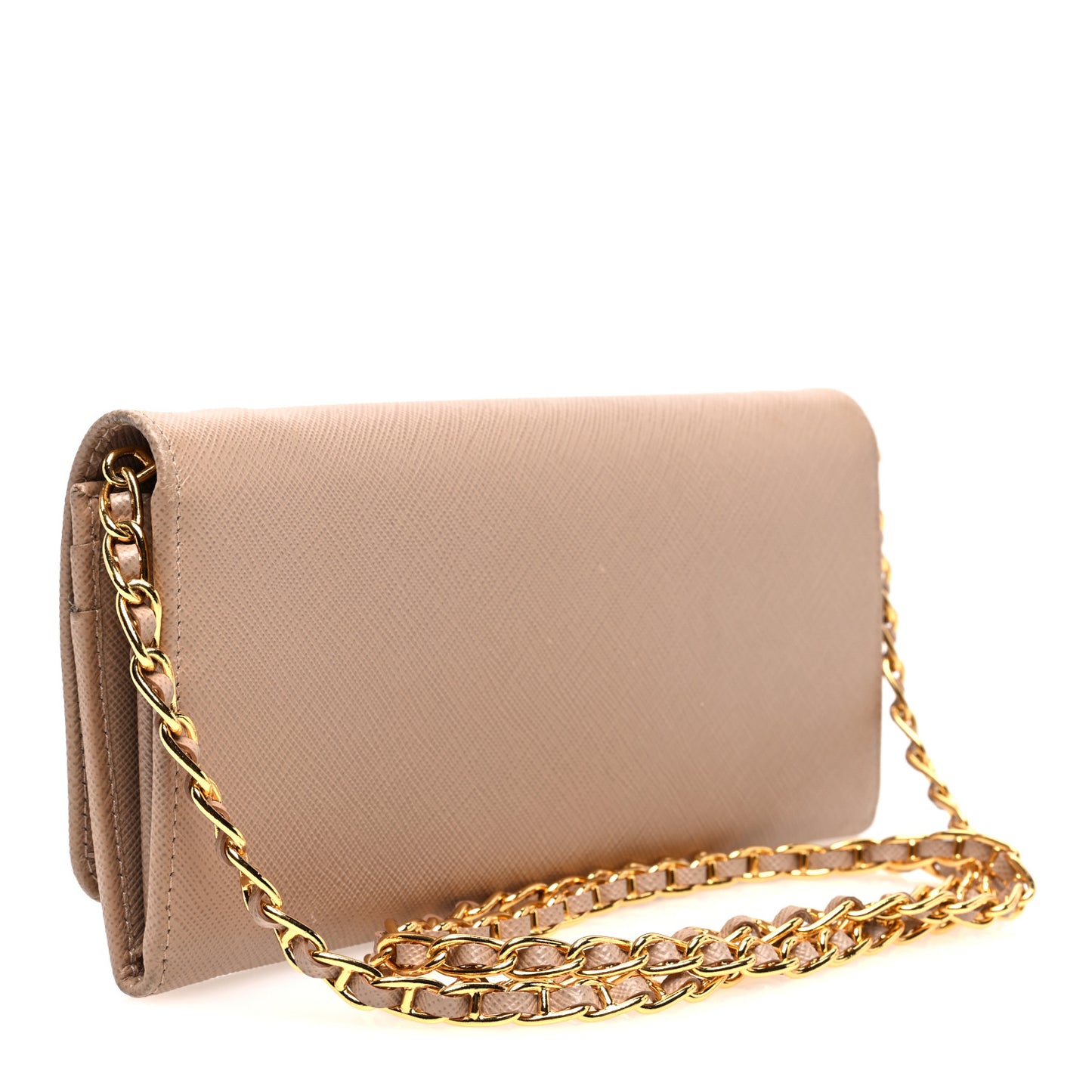 Saffiano Metal Oro Chain Wallet Cammeo