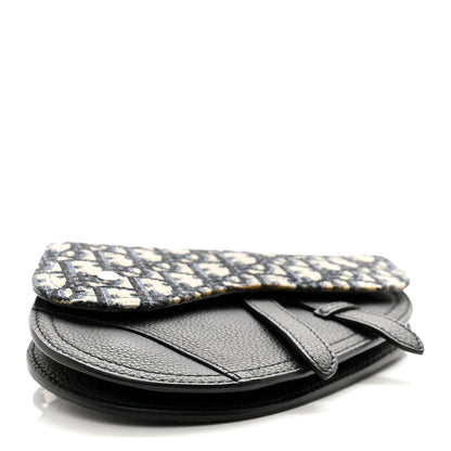 Christian Dior Grained Calfskin Oblique Saddle Wristlet Blue 4 of 11