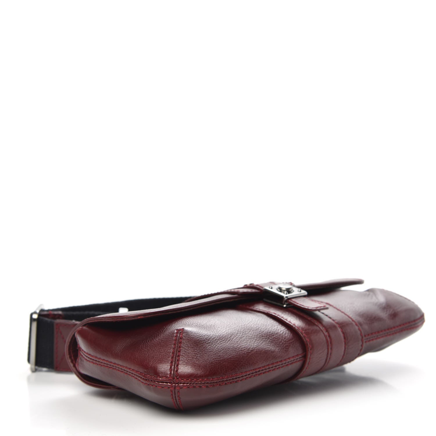 Lanvin Calfskin Flap Shoulder Bag Burgundy 4 of 10