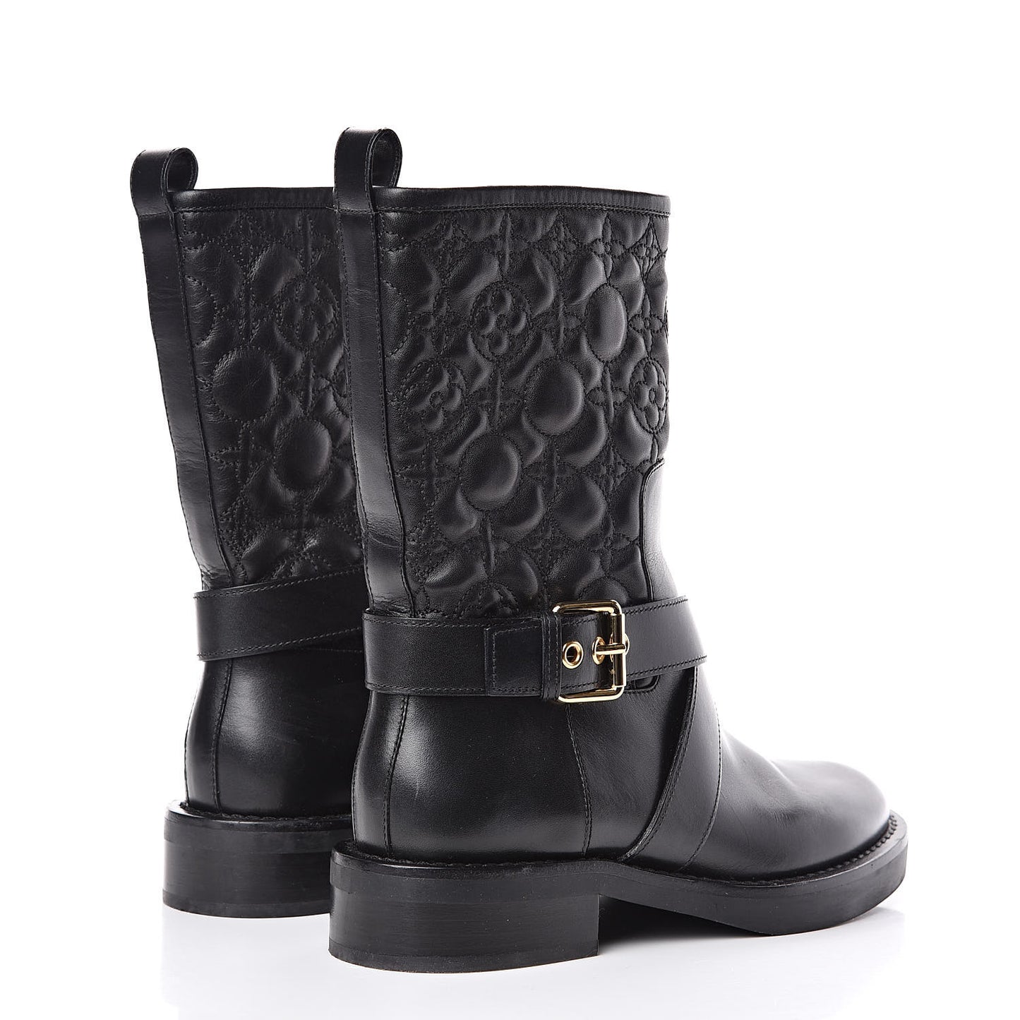 Calfskin Embossed Monogram Rebellion Half Boots 37.5 Black