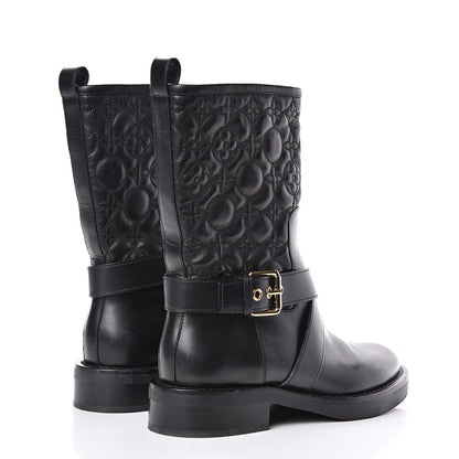 Louis Vuitton Calfskin Embossed Monogram Rebellion Half Boots 37.5 Black 4 of 9