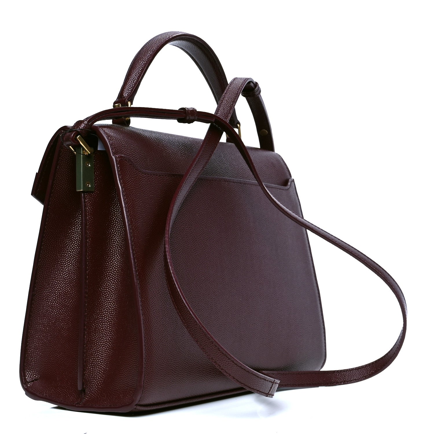 Saint Laurent Grain de Poudre Medium Classic Monogram Cassandra Top Handle Rouge Legion 2 of 4