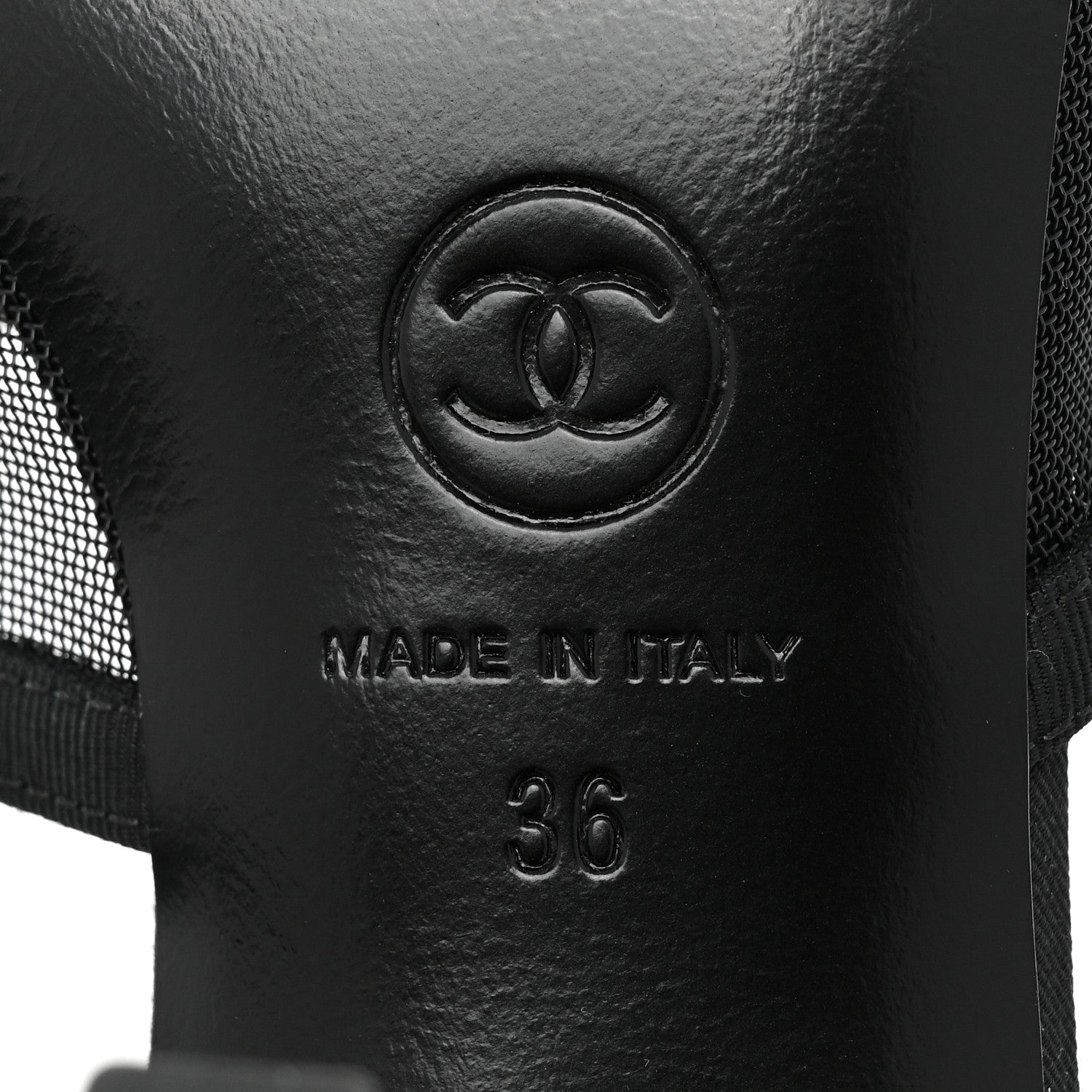 Chanel Mesh Grosgrain Cap Toe CC Mules 39 Black 36 Black 6 of 10