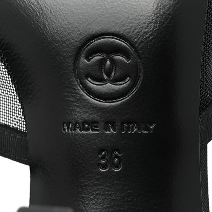 Chanel Mesh Grosgrain Cap Toe CC Mules 39 Black 36 Black 6 of 10