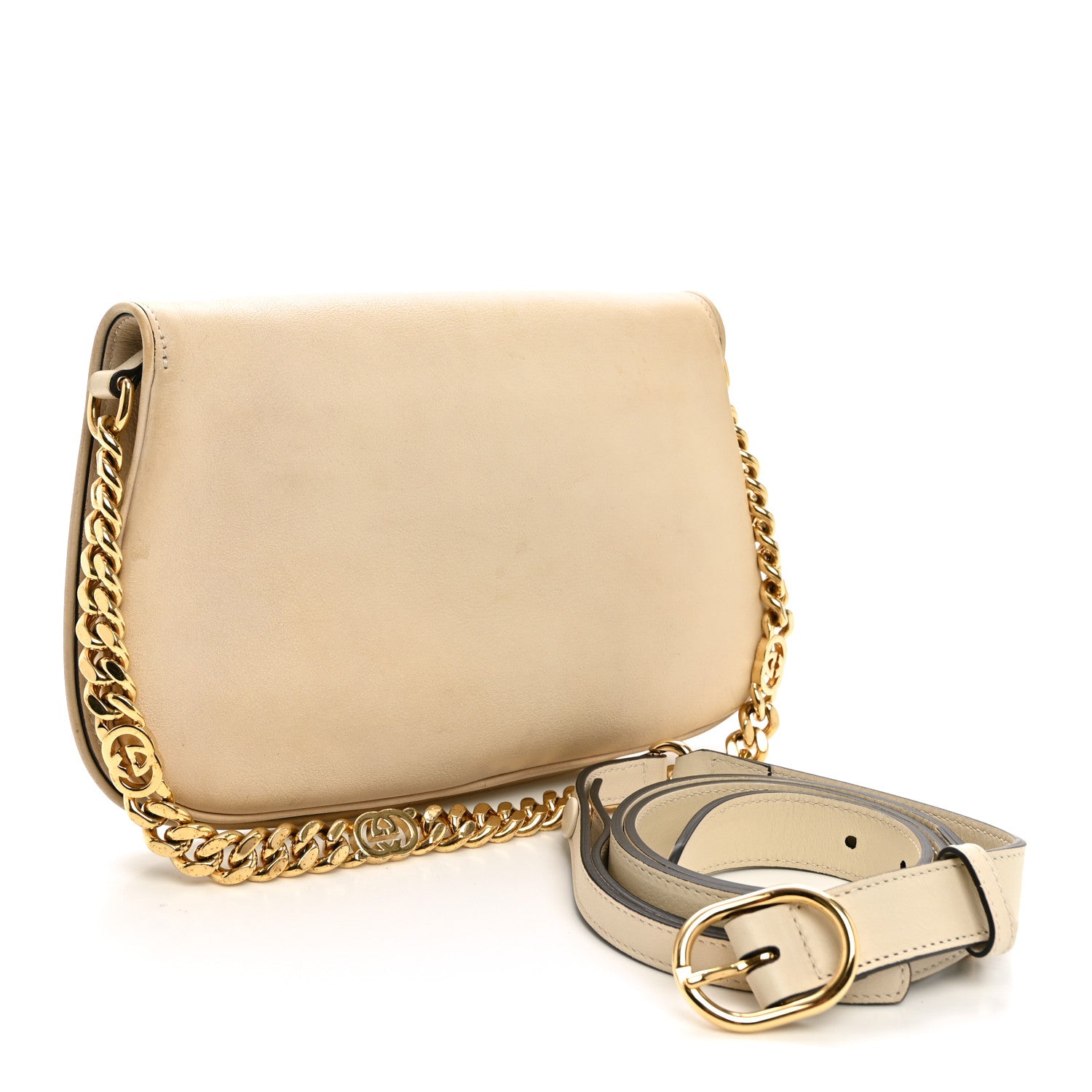 Gucci Roxy Calfskin Blondie Chain Shoulder Flap Bag Mystic White 3 of 11