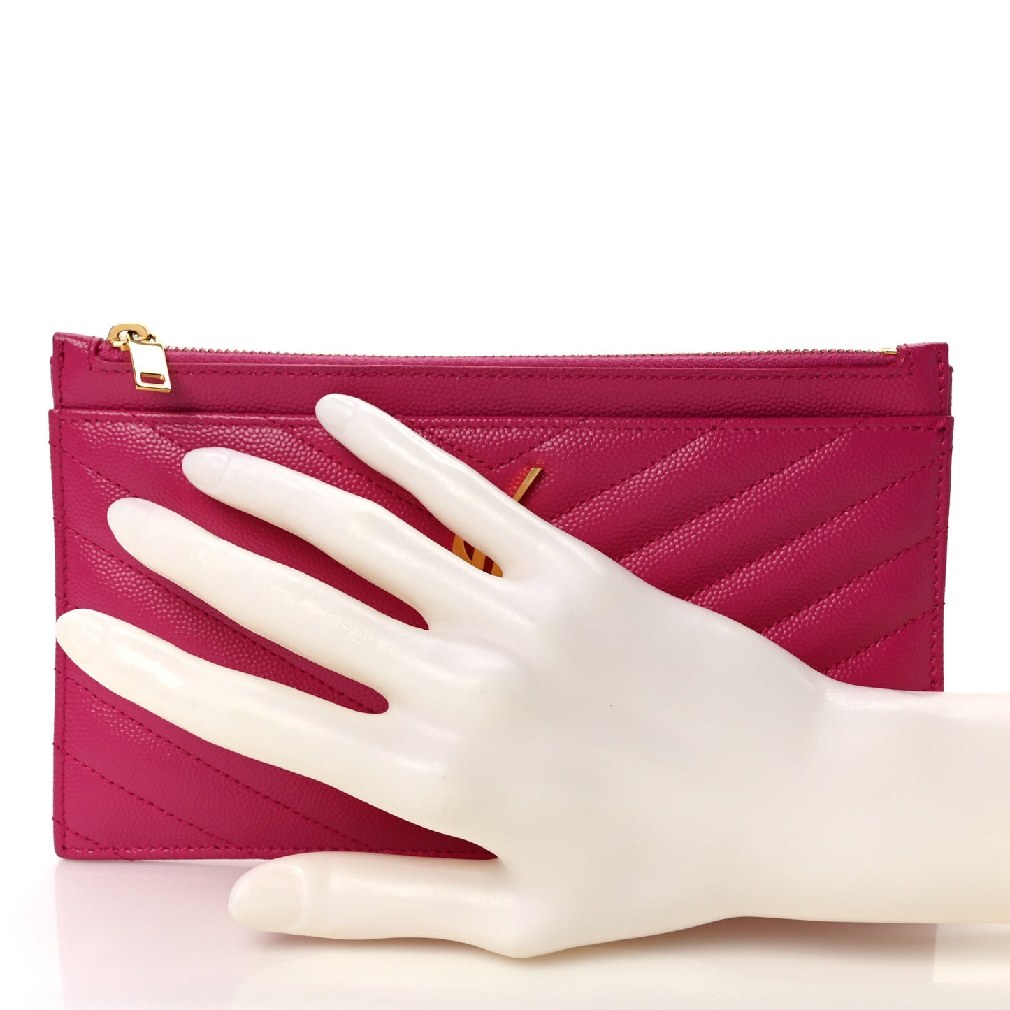 Grain De Poudre Chevron Monogram Bill Pouch Fuxia Couture