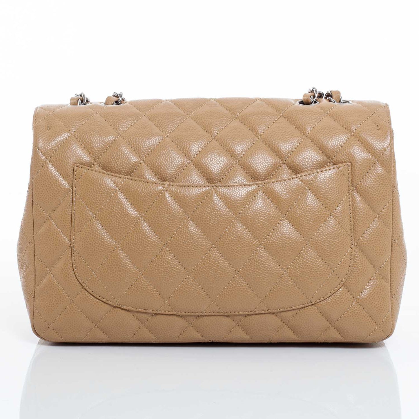 Caviar Jumbo Single Flap Dark Beige