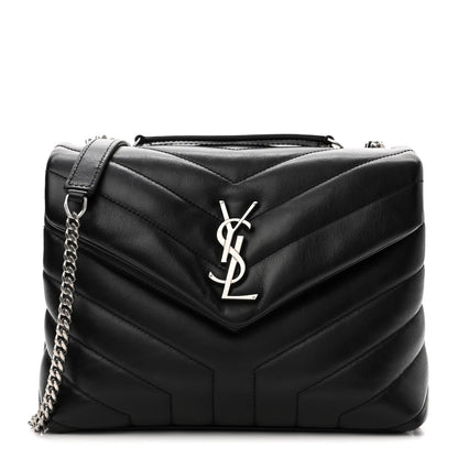 Saint Laurent Calfskin Y Quilted Monogram Small Loulou Chain Satchel Black 1 of 8
