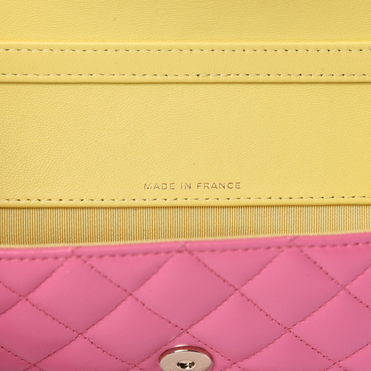 Lambskin Quilted Glasses Case With Chain Pink Yellow