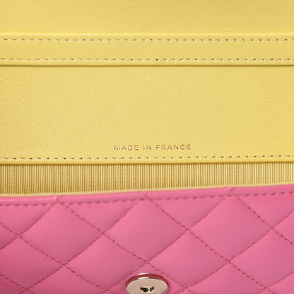 Chanel Lambskin Quilted Glasses Case With Chain Pink Yellow 9 of 12
