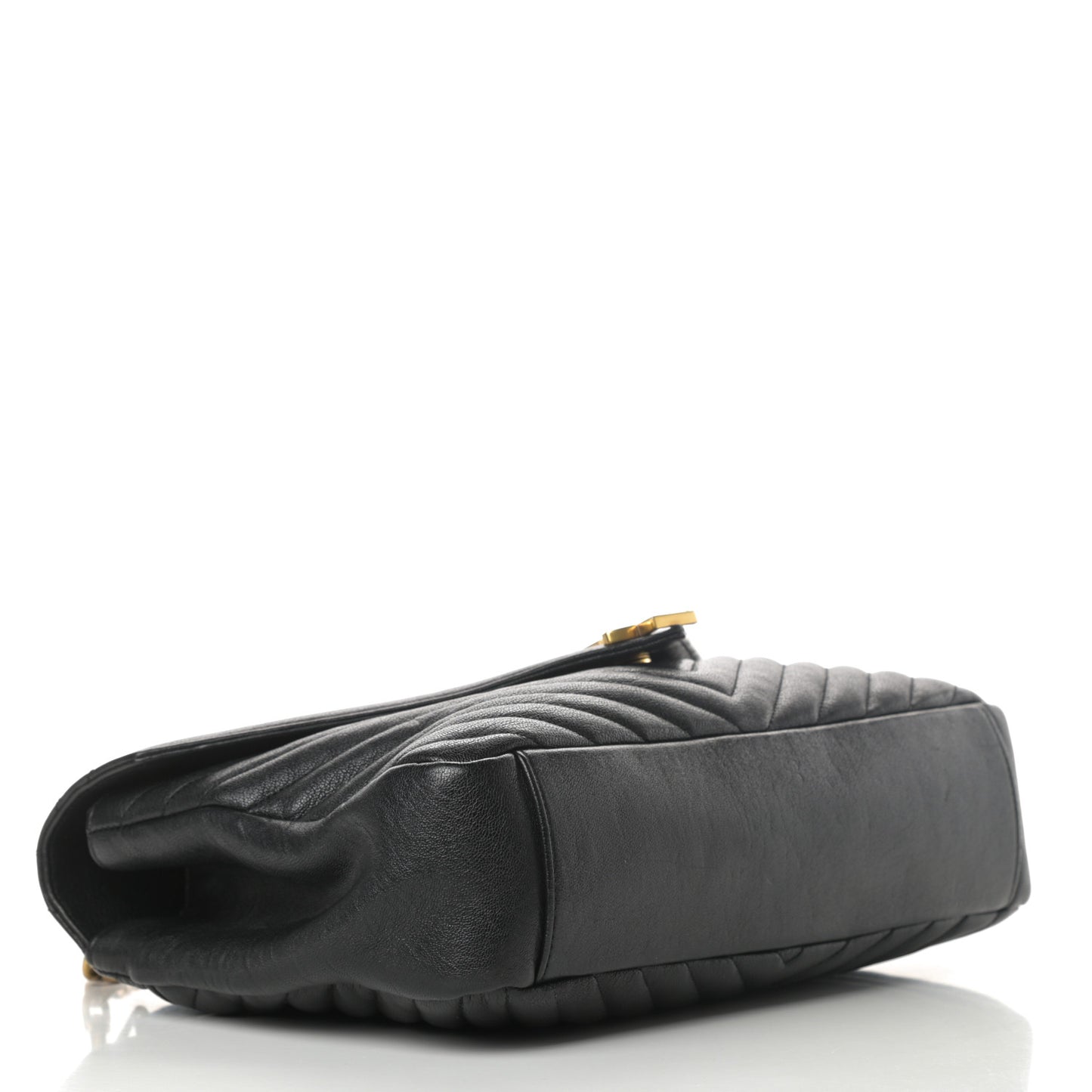 Sheepskin Matelasse Chevron Monogram Large College Satchel Black