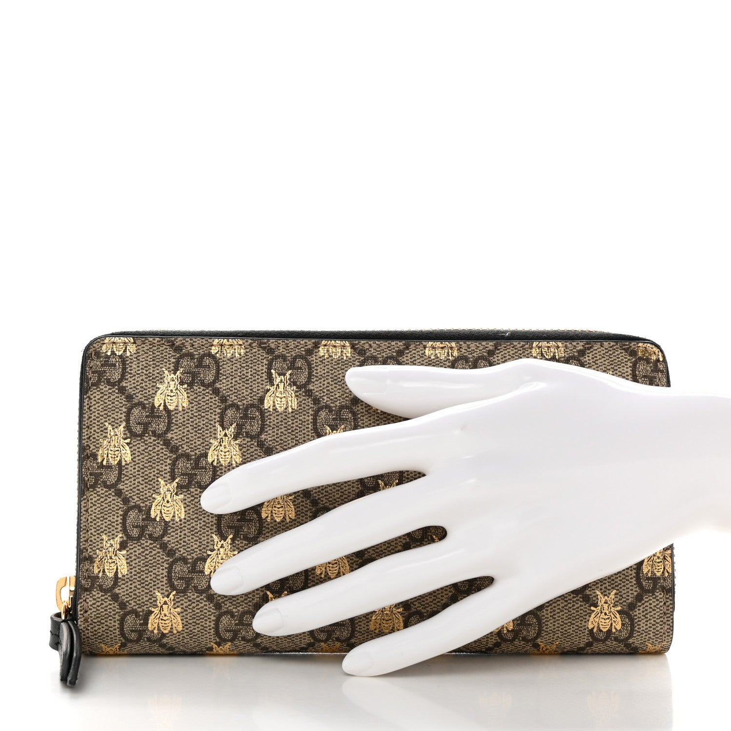 Gucci GG Supreme Monogram Bees Zip Around Wallet 2 of 13