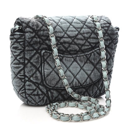 Chanel Washed Denim Quilted Small Denimpression Flap Blue Black 3 of 11