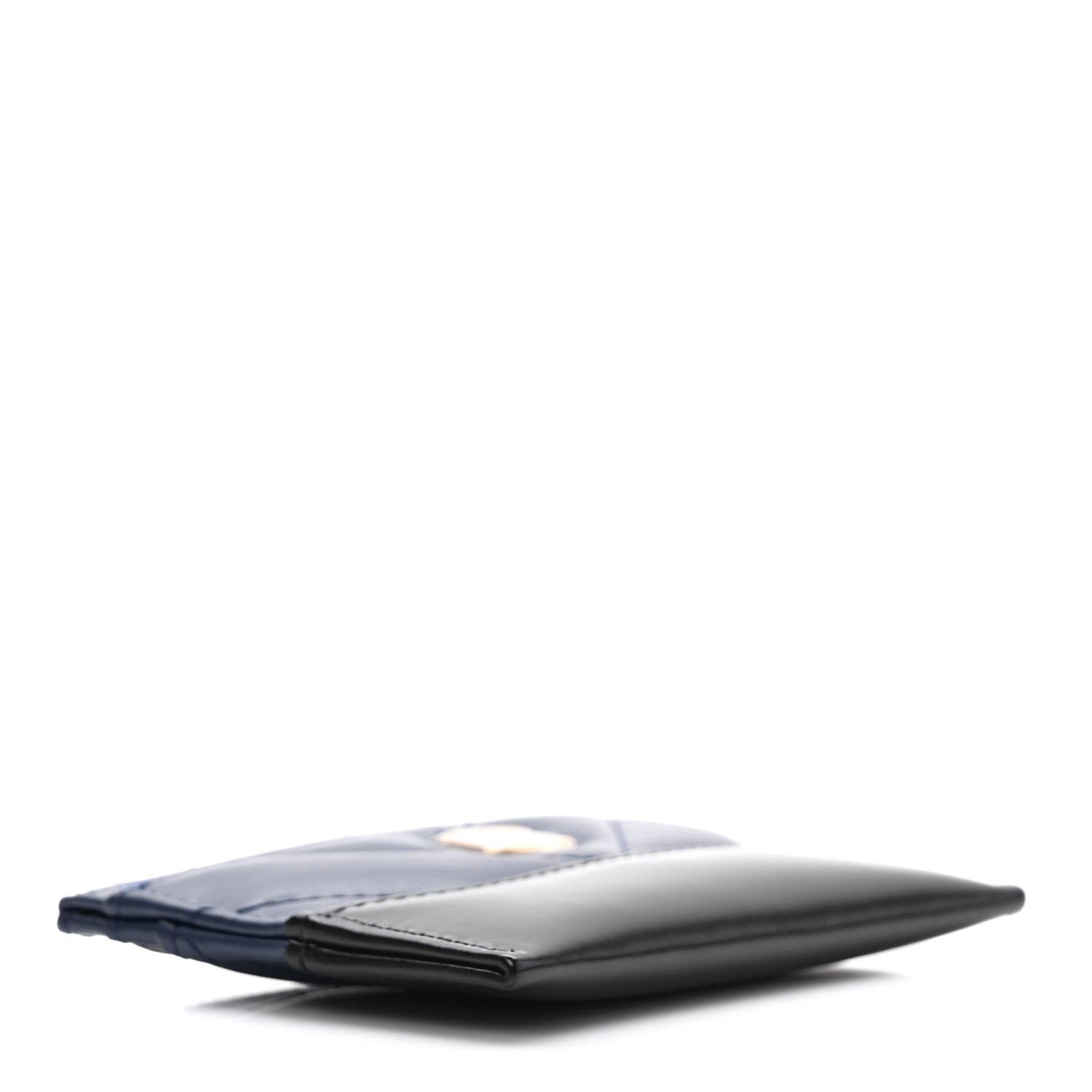 Chanel Aged Calfskin Chevron Quilted Gabrielle Card Holder Wallet Navy Black 4 of 8
