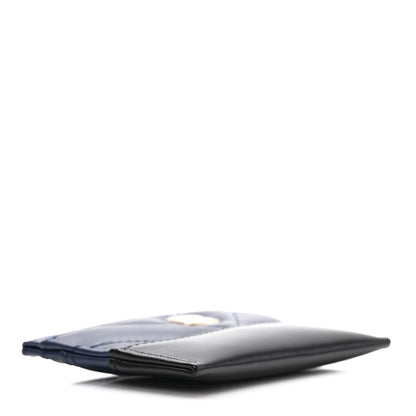 Chanel Aged Calfskin Chevron Quilted Gabrielle Card Holder Wallet Navy Black 4 of 8