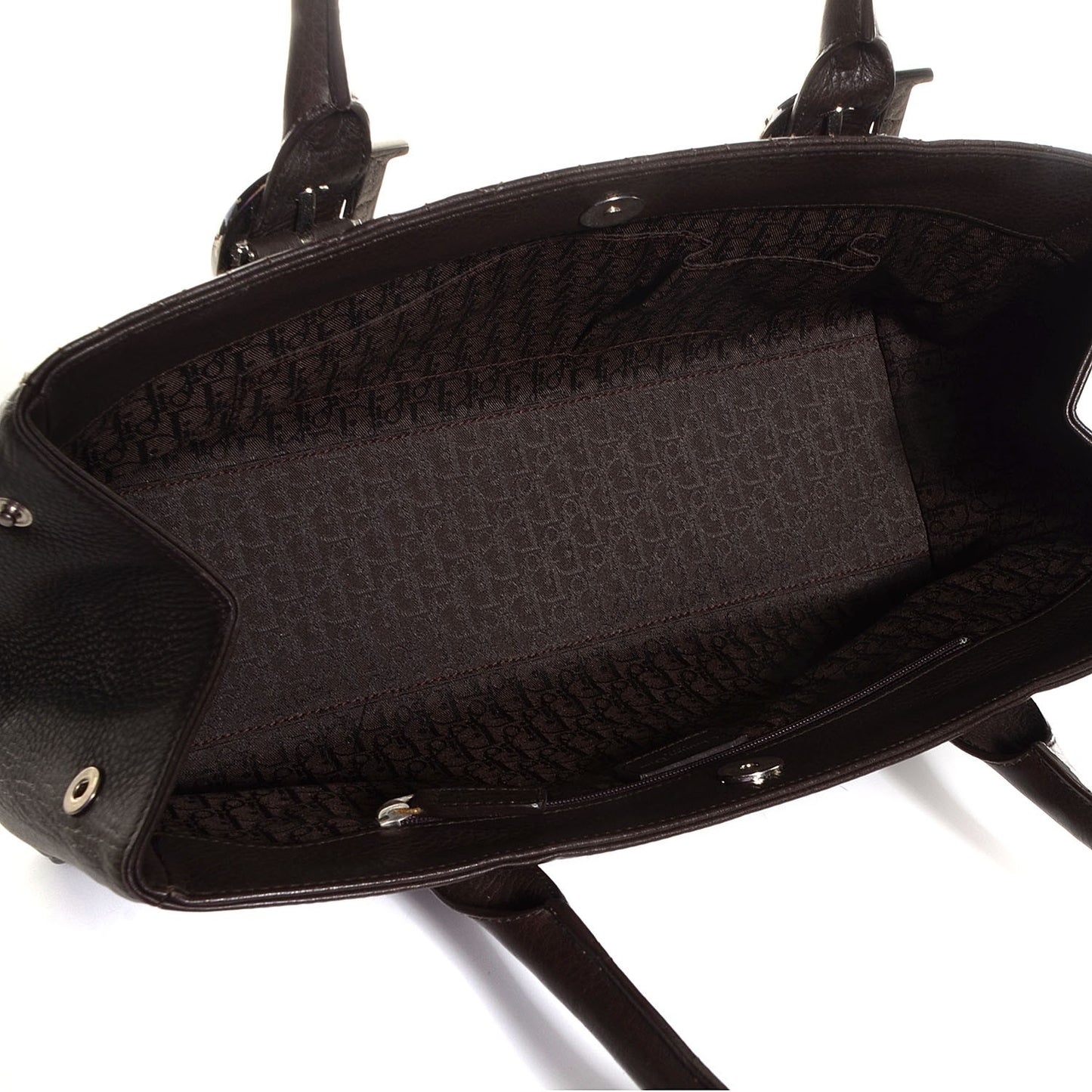 Leather Cannage Stitched Small Tote Brown