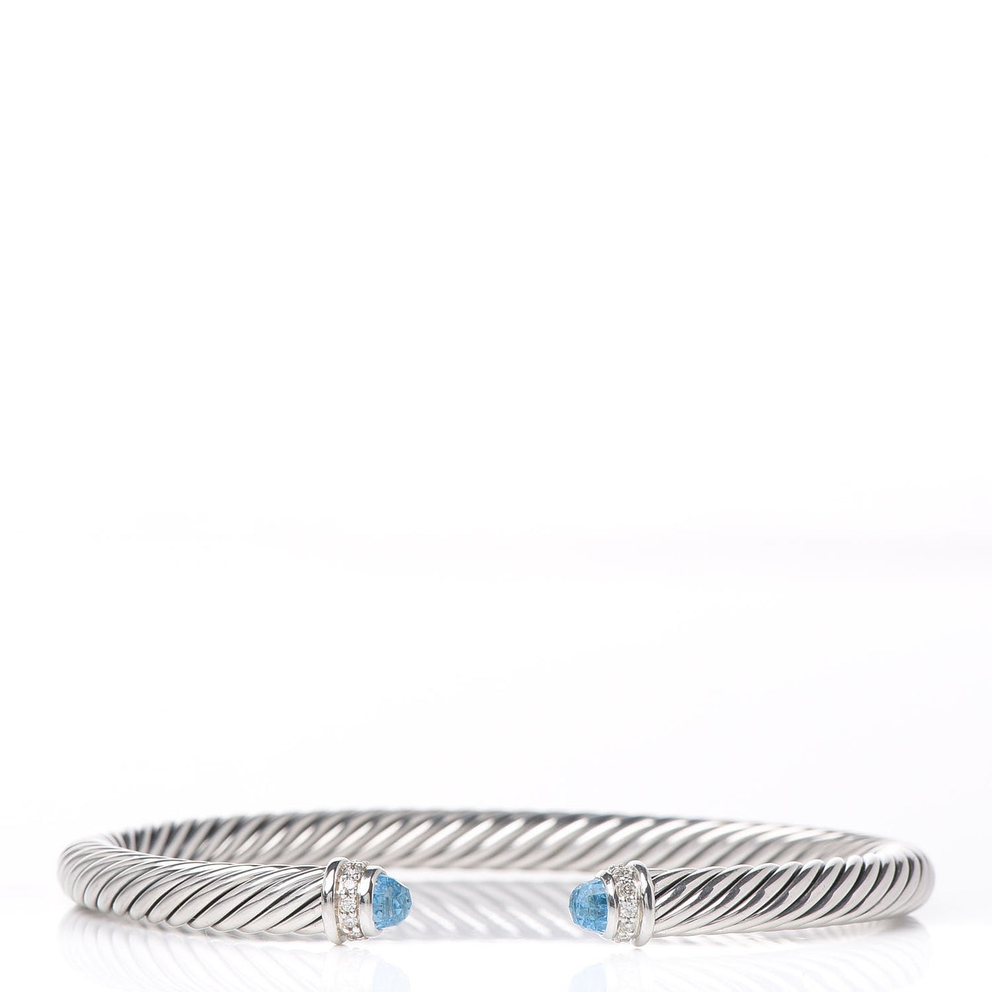 Sterling Silver Diamond Blue Topaz 5mm Cable Classics Bracelet