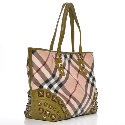 Burberry Nova Check Mega Stud Nickie Tote Green 3 of 12