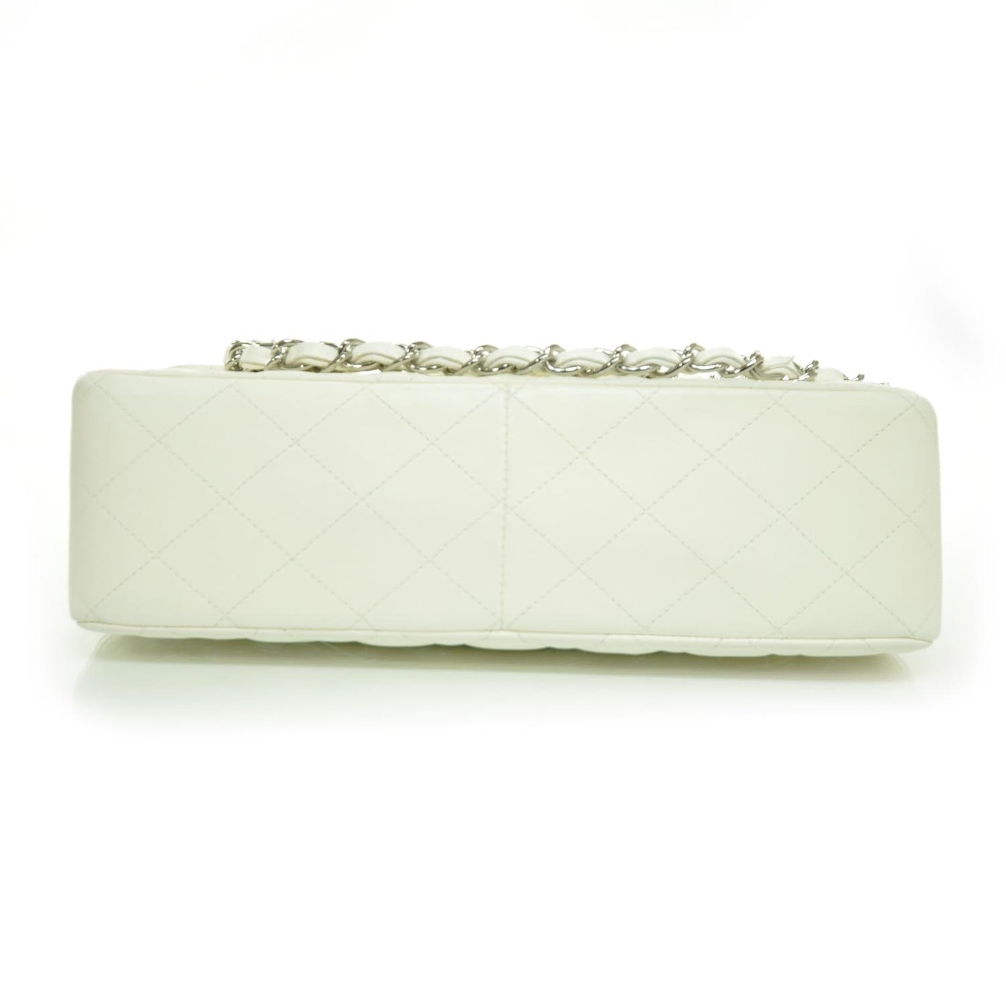 Lambskin Quilted Jumbo Flap White