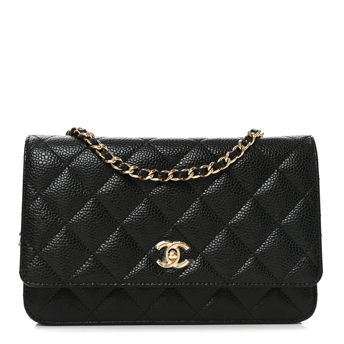 Caviar Quilted CC Turnlock Wallet On Chain WOC Black