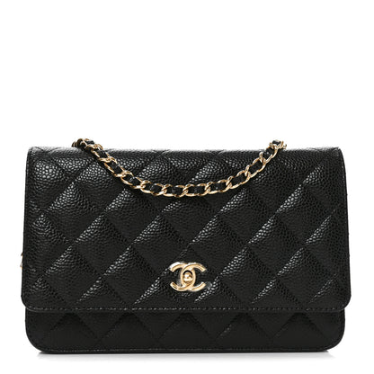 Chanel Caviar Quilted CC Turnlock Wallet On Chain WOC Black 1 of 12