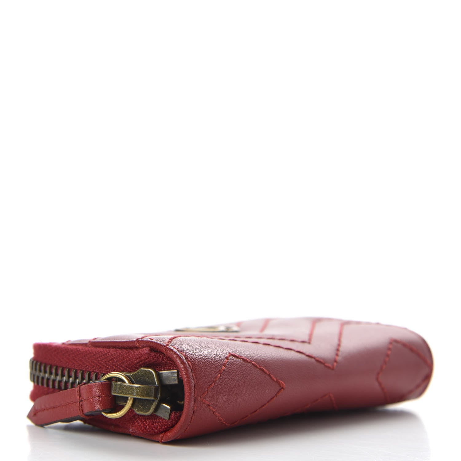 Gucci Calfskin Matelasse GG Marmont Zip Around Key Case Hibiscus Red 4 of 7