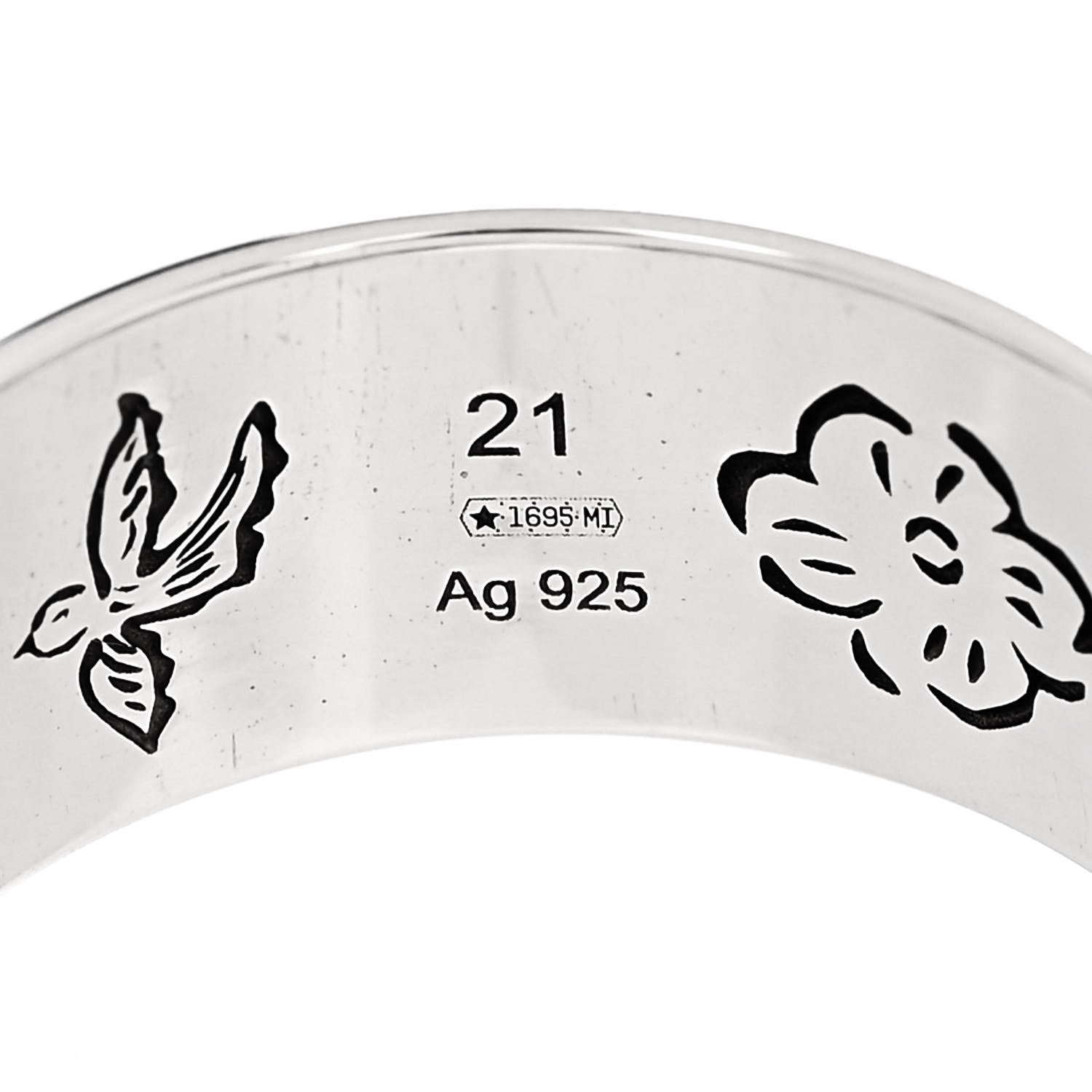 Gucci Sterling Silver Wide Blind for Love Band Ring 60 9.25 5 of 5