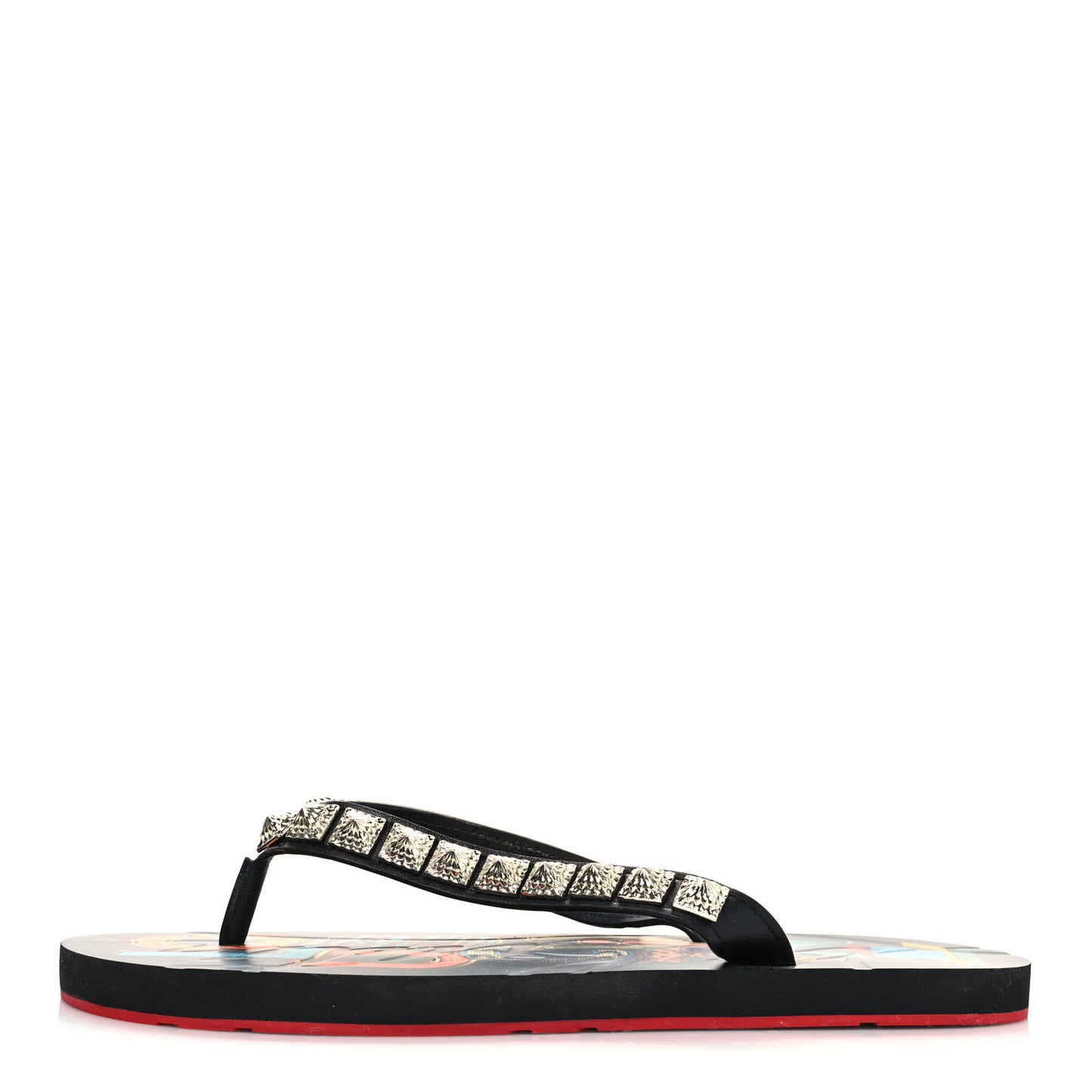 Rubber Pyraclou Loubi Print Montezazou Flip Flop 37 Black Silver 37 Multicolor