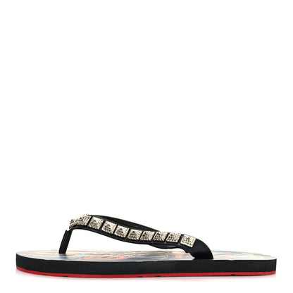Christian Louboutin Rubber Pyraclou Loubi Print Montezazou Flip Flop 37 Black Silver 37 Multicolor 1 of 7