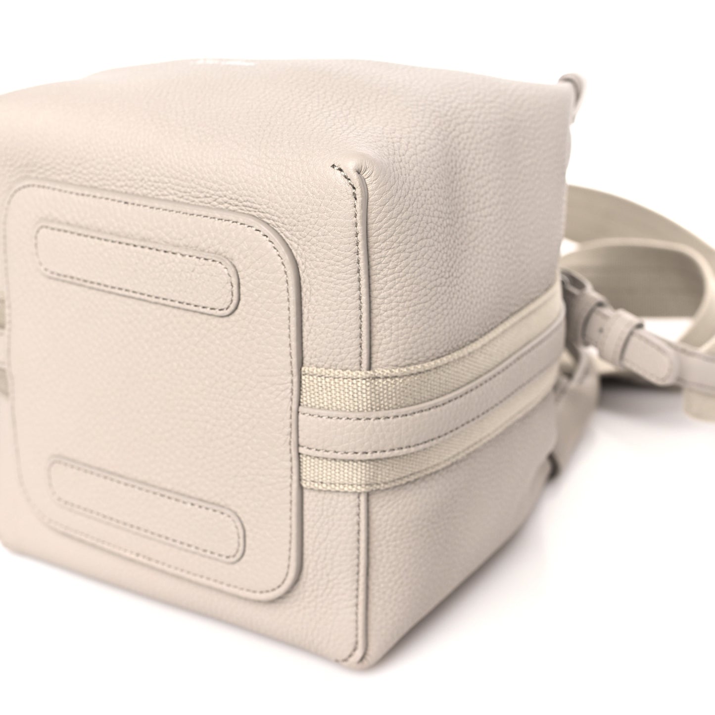 Grained Calfskin Small Bale Bag Dust Stone