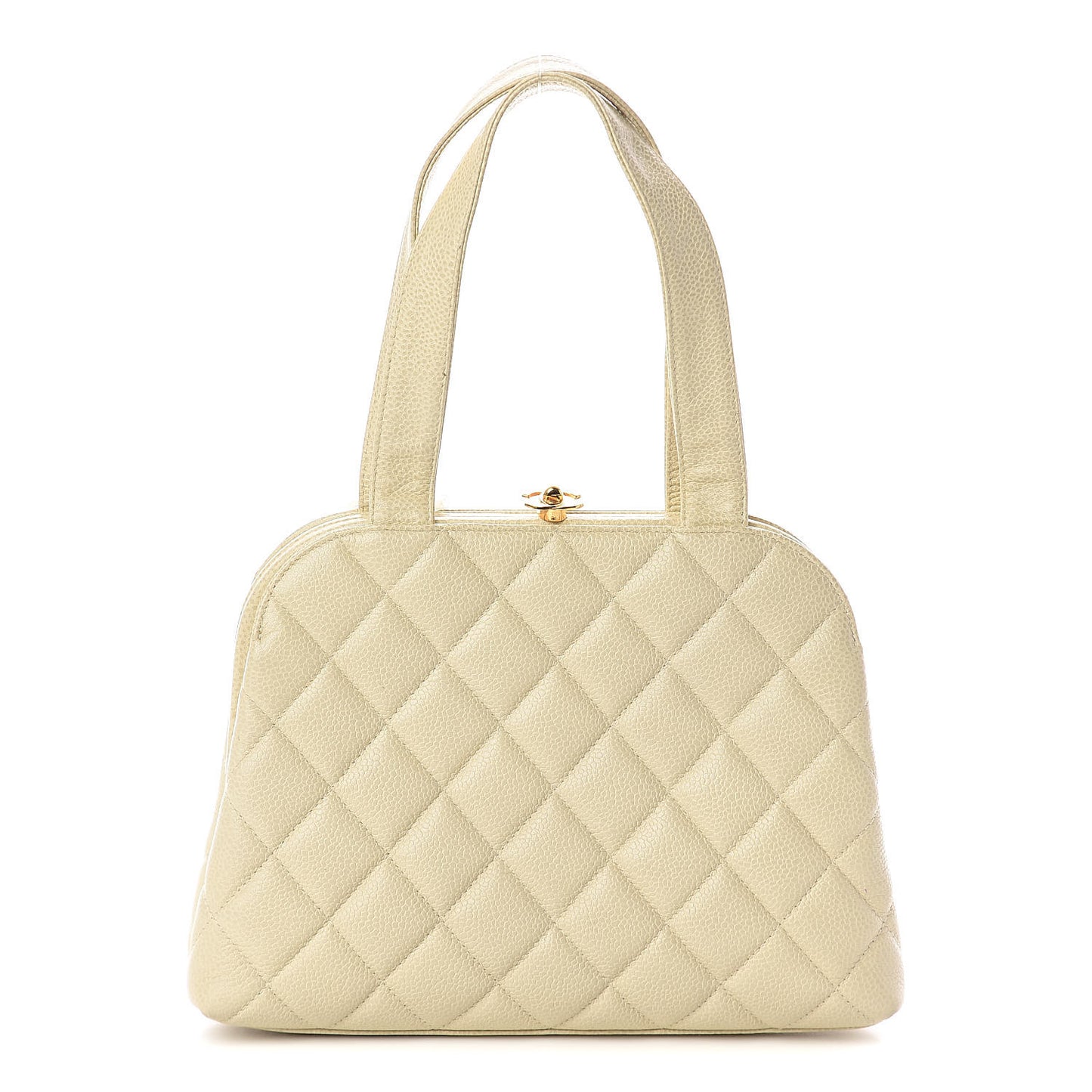 Caviar Quilted Frame Bag Ivory