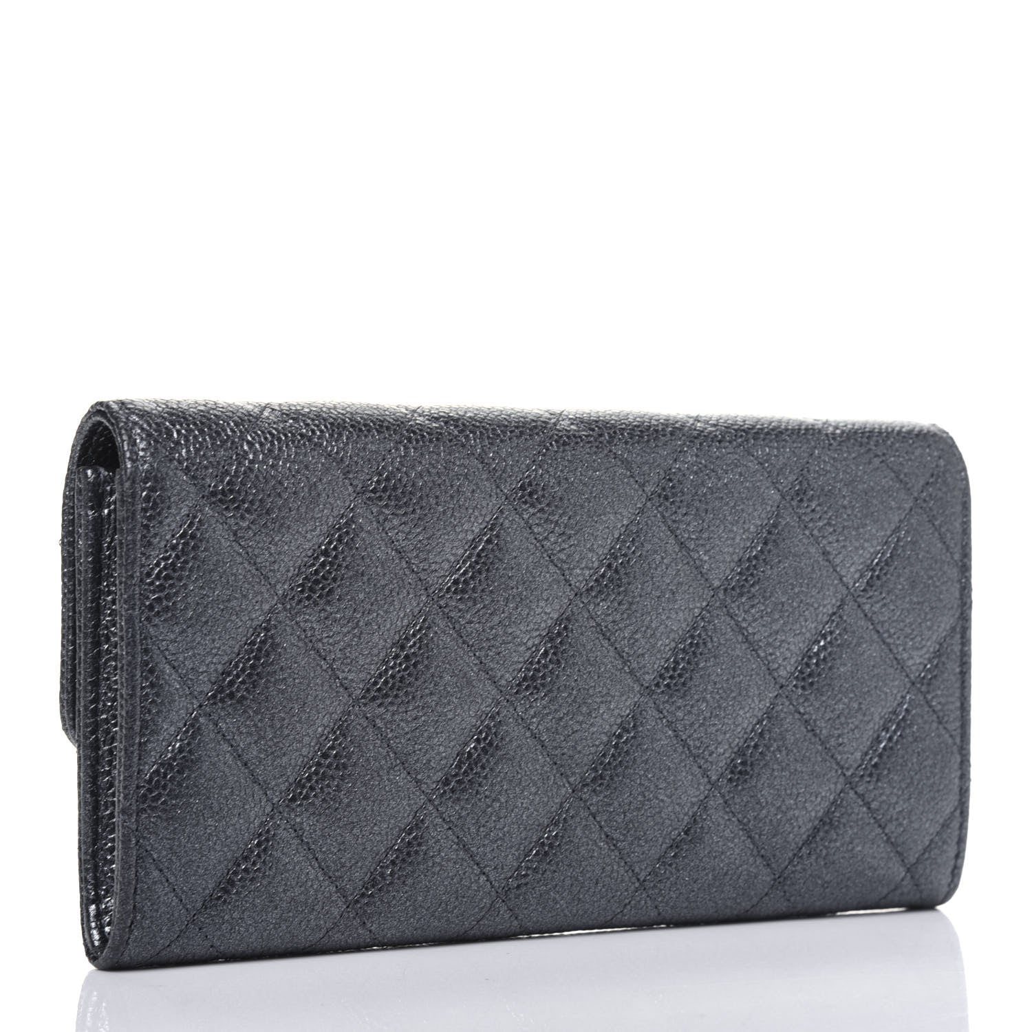 Chanel Metallic Caviar Quilted Large Flap Wallet Charcoal 5 of 25