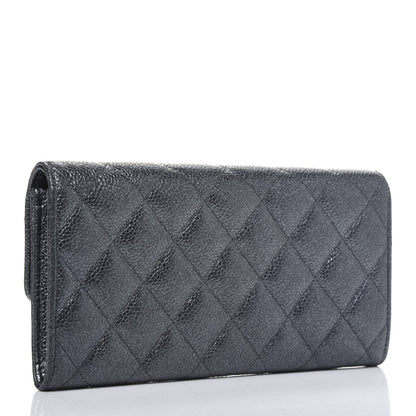 Chanel Metallic Caviar Quilted Large Flap Wallet Charcoal 5 of 25