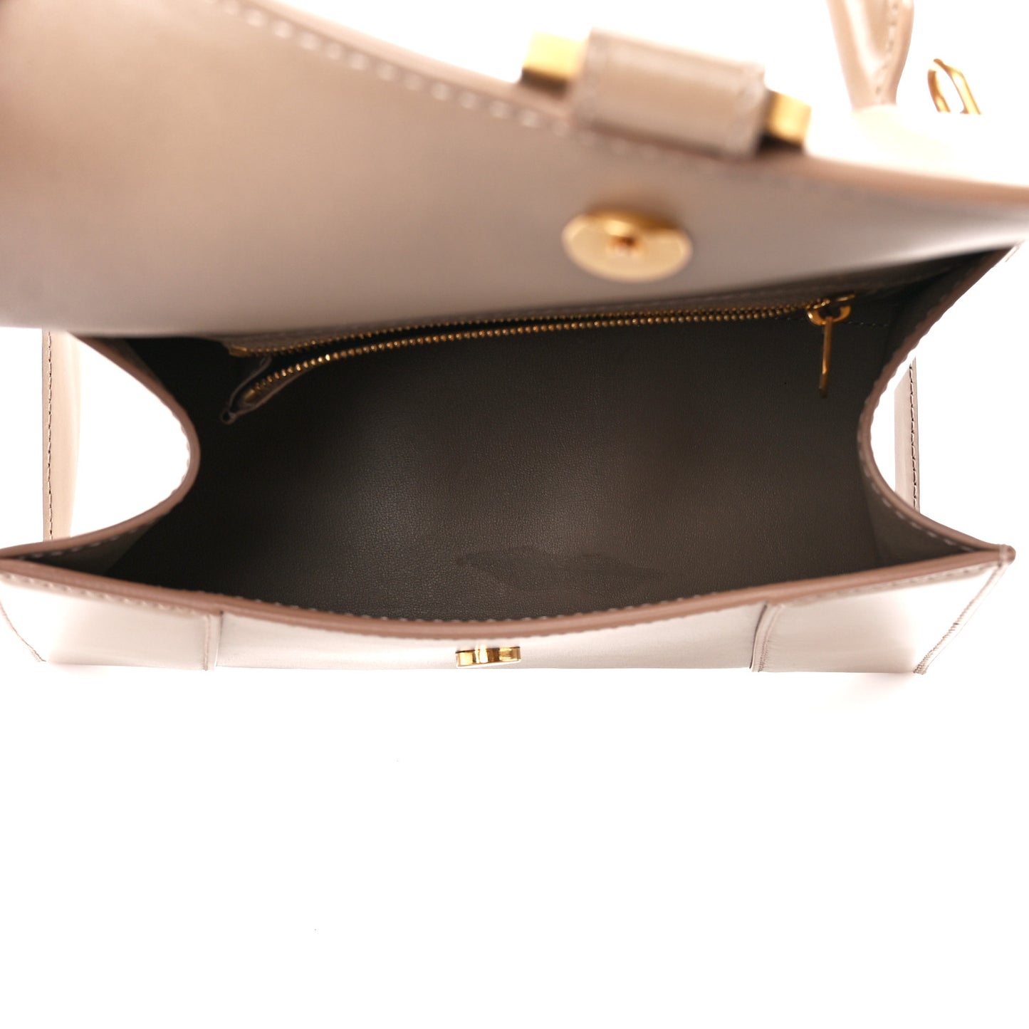 Shiny Box Calfskin Small Hourglass Top Handle Bag Sand