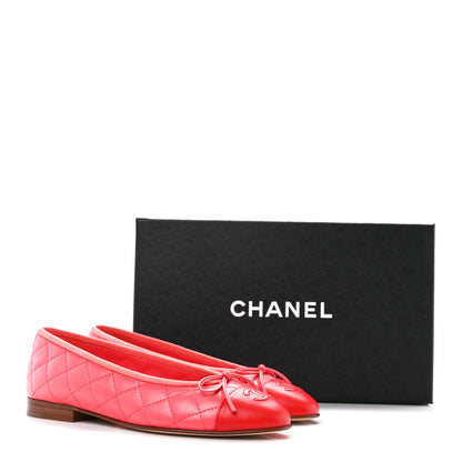 Chanel Lambskin Quilted CC Cap Toe Ballerina Flats 36 Pink Red 9 of 9