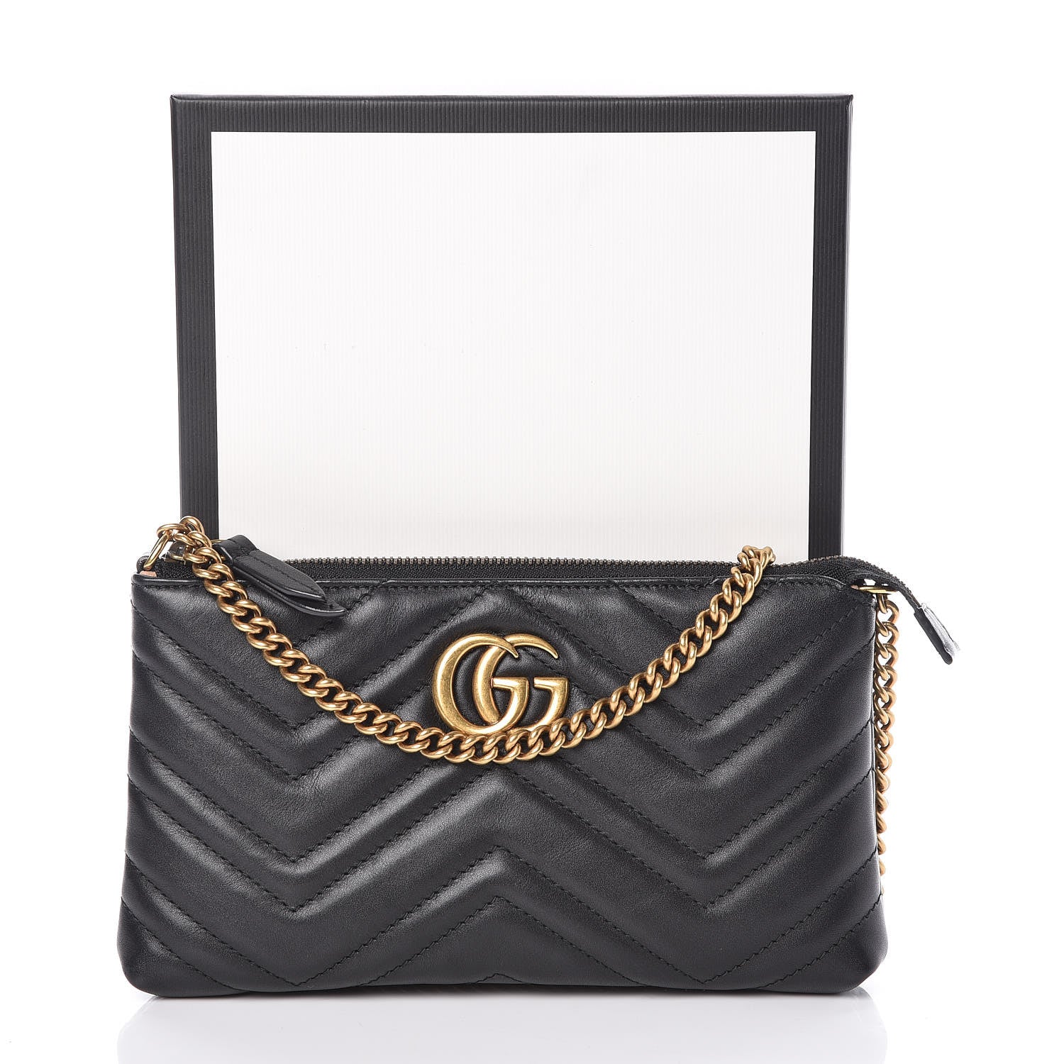 Gucci Calfskin Matelasse Mini GG Marmont Chain Bag Black 10 of 10