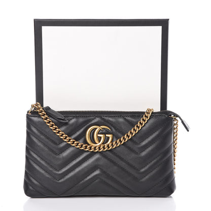 Gucci Calfskin Matelasse Mini GG Marmont Chain Bag Black 10 of 10