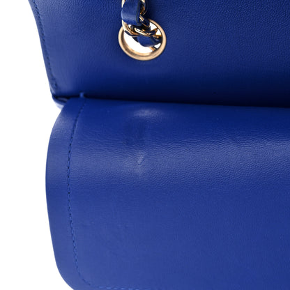 Chanel Lambskin Chevron Quilted Medium Double Flap Blue 13 of 15