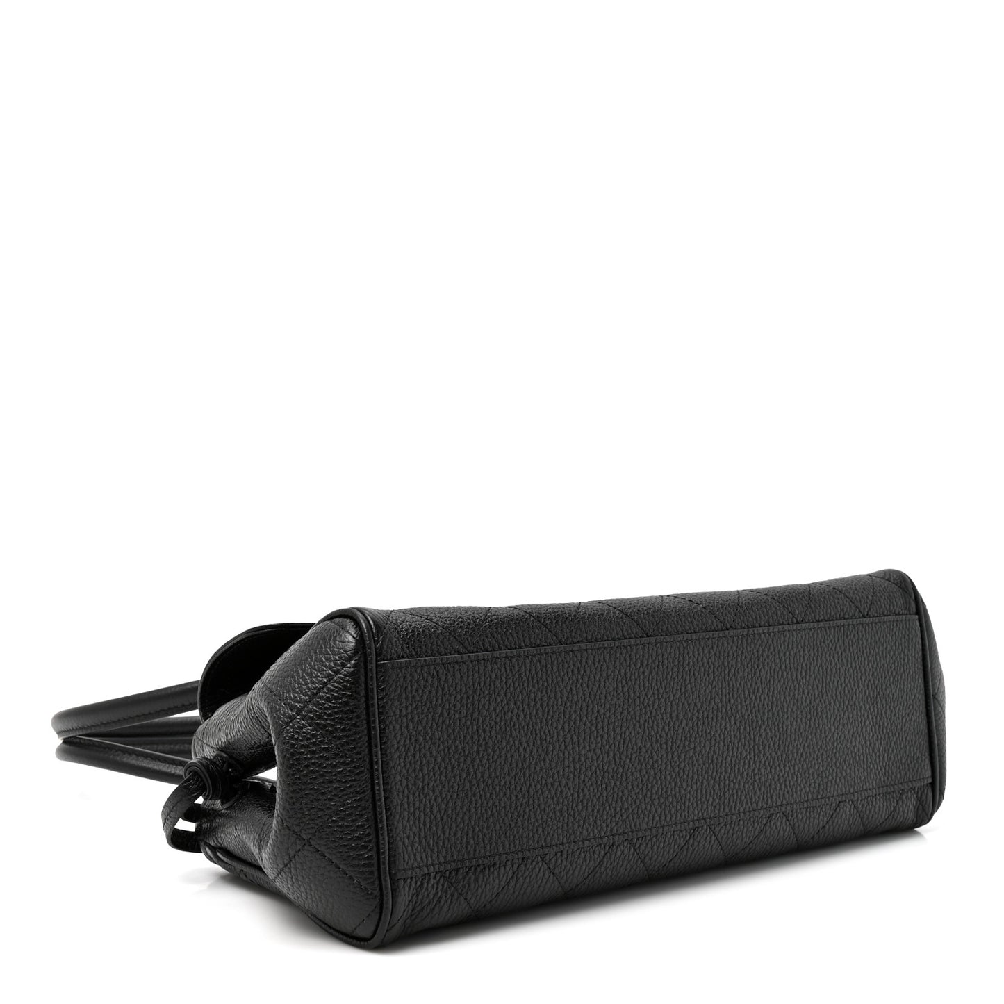 Grained Calfskin Stitched Urban Essentials Small Shopping Bag Black