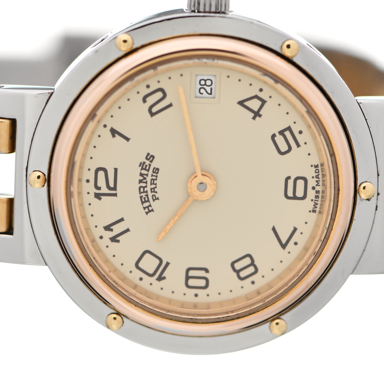 Hermes Stainless Steel 24mm Clipper Quartz Watch Gold 6 of 7