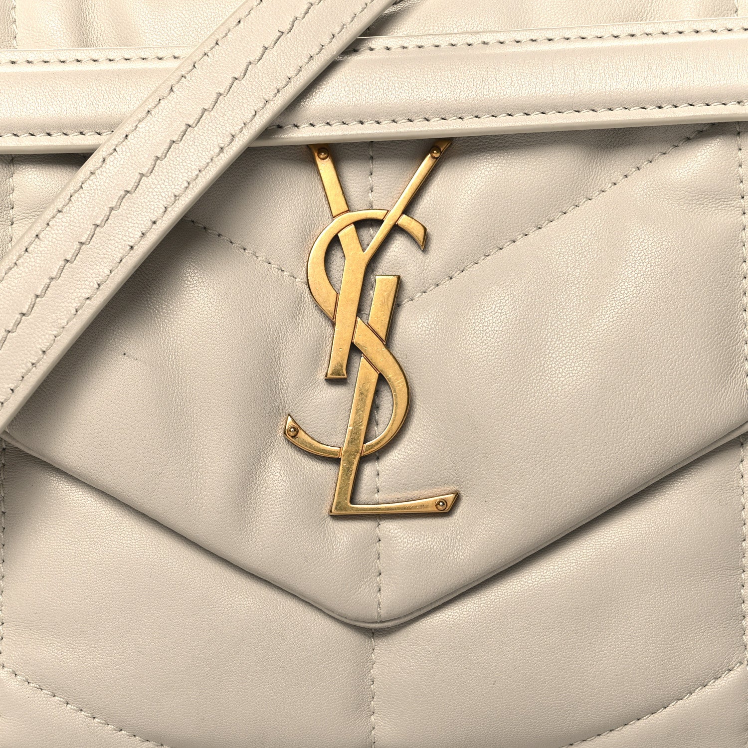 Saint Laurent Lambskin Quilted Small Loulou Puffer Monogram Chain Satchel Crema Soft 8 of 13