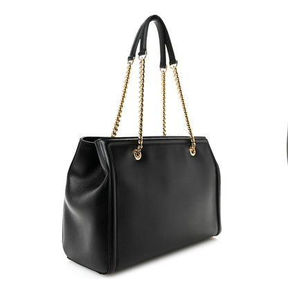 Salvatore Ferragamo Hammered Calfskin Vara Bow Chain Tote Black 3 of 10