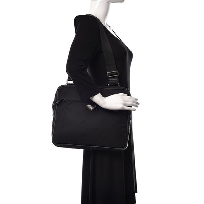 Prada Tessuto Nylon Flat Messenger Bag Black 2 of 12