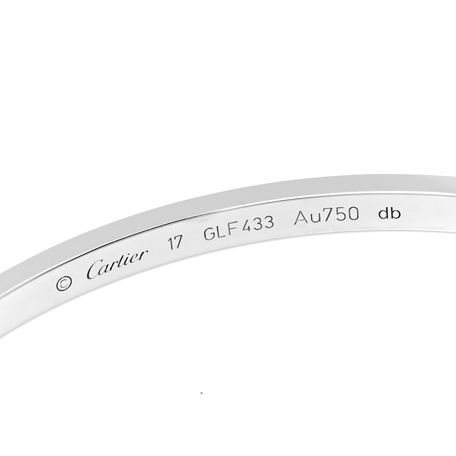Cartier 18K White Gold Small LOVE Bracelet 17 5 of 6