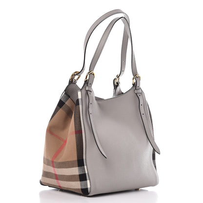 Burberry Grainy Calfskin House Check Small Canterbury Tote Pale Grey 4 of 11