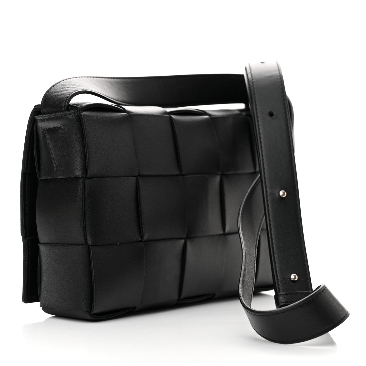 Bottega Veneta Lambskin Maxi Intrecciato Cassette Crossbody Bag Black 3 of 10